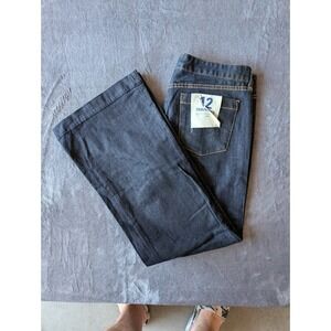 J.Crew Women Dark Wash Wide Leg Denim Trouser Jeans 91390 Blue Size 12 NWT